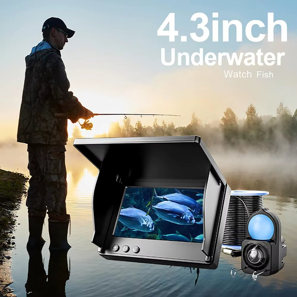 Seastyle Portable Underwater Fishing Camera with 4.3 LCD Monitor Infrared Night Vision Waterproof Fish Finder for All Seasons