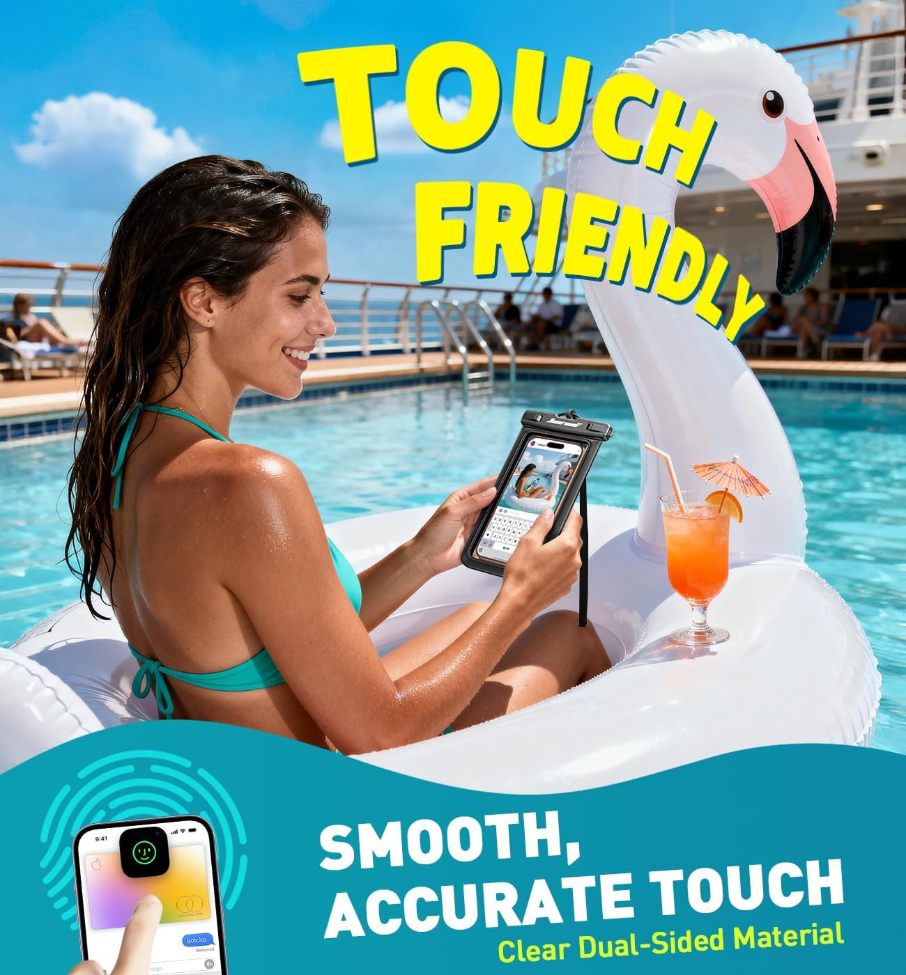 Waterproof Phone Pouch, IPX8 Waterproof Phone Case for Iphone 17/16/15/14 Pro Max, Cell Phone Dry Bag for Beach & Cruise Essentials, Touch Screen, Lanyard Included, 2 Pack (Fits up to 8.9”)